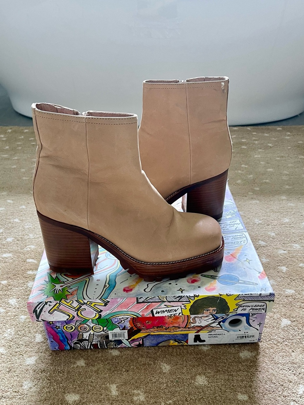 Jeffrey Campbell Tan Leather Platform Ankle Boots
